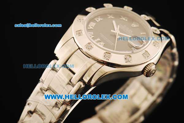 Rolex Datejust Automatic Movement Full Steel with Grey Dial and Diamond Bezel-ETA Coating Case - Click Image to Close